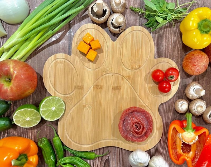 Paw Shape Barkuterie Board, Bamboo Serving Tray