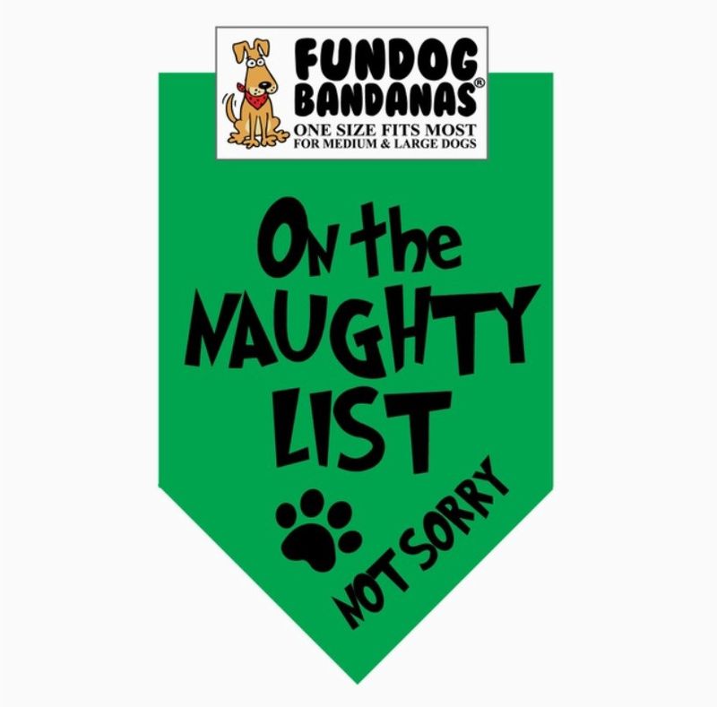 On the Naughty List Pet Bandana, Fits up to 28&quot; Neck