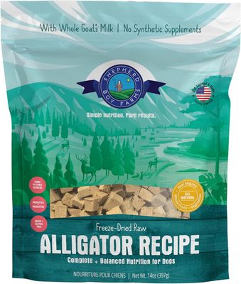 Shepherd Boy Alligator Gourmet Freeze-Dried Raw Dog Food or Treats, 14oz Bag