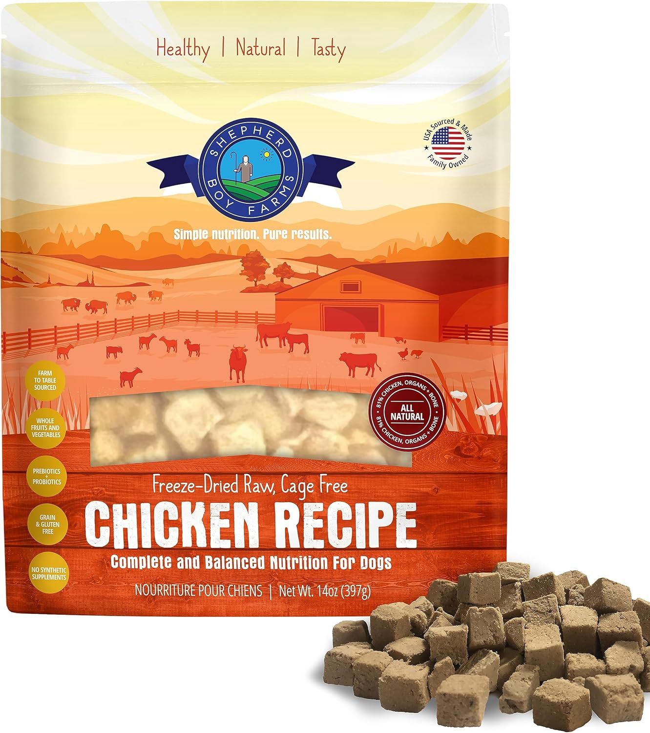 Shepherd Boy Chicken Bliss Freeze-Dried Raw Dog Food or Treats, 14oz Bag