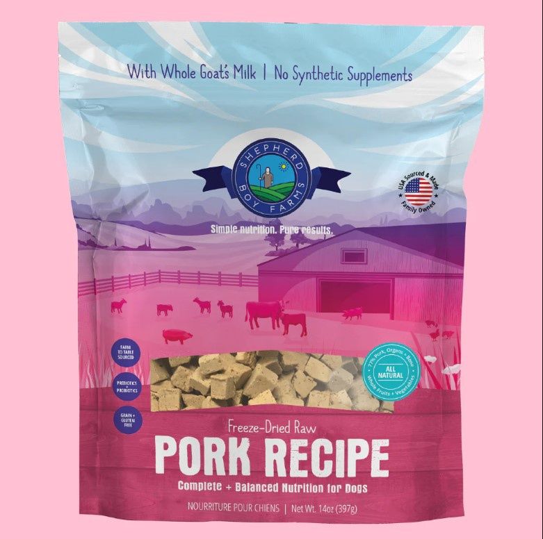 Shepherd Boy Pork Platter Freeze-Dried Raw Dog Food or Treats, 14oz Bag