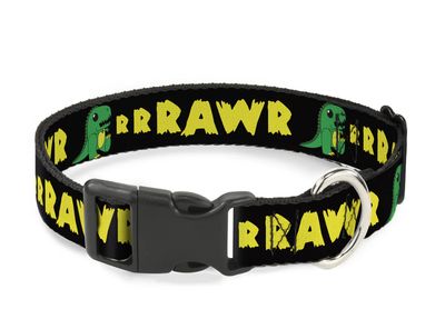 Buckle Down RRRAWR Dinosaur Dog Plastic Buckle Collar