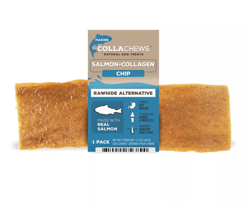 Collachews Salmon Chip 5-6in Collagen Dog Treat, Quantity: (1) Each