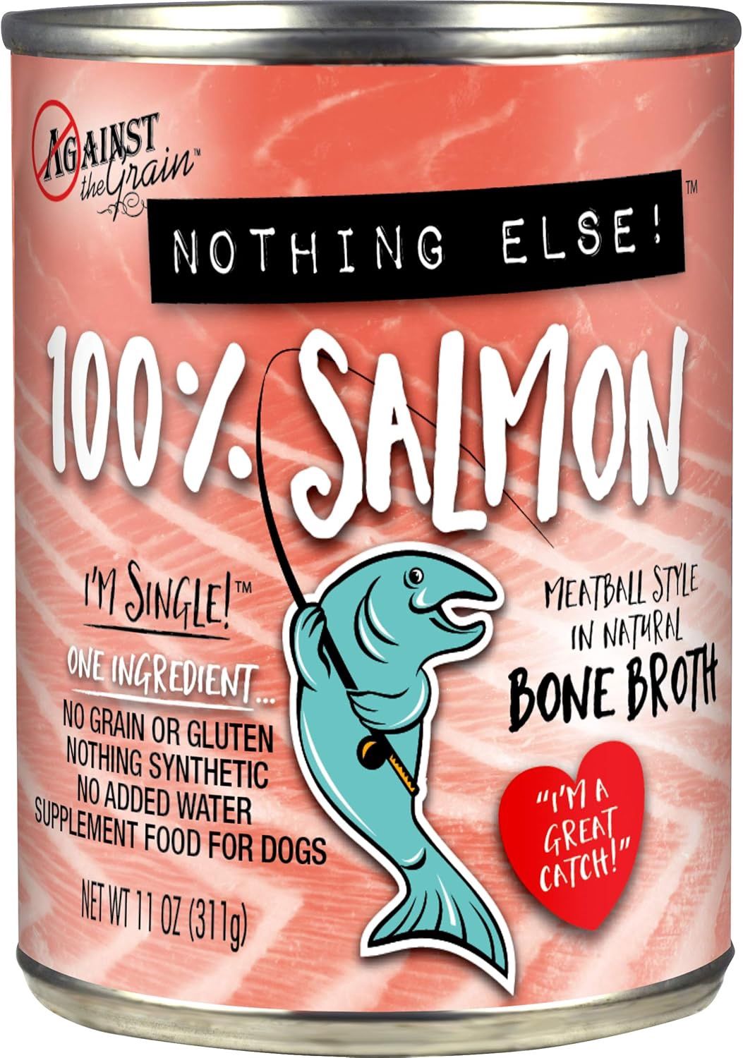 Against the Grain 100% Salmon Wet Dog Food 11oz Can, Quantity: 11oz Can(1)