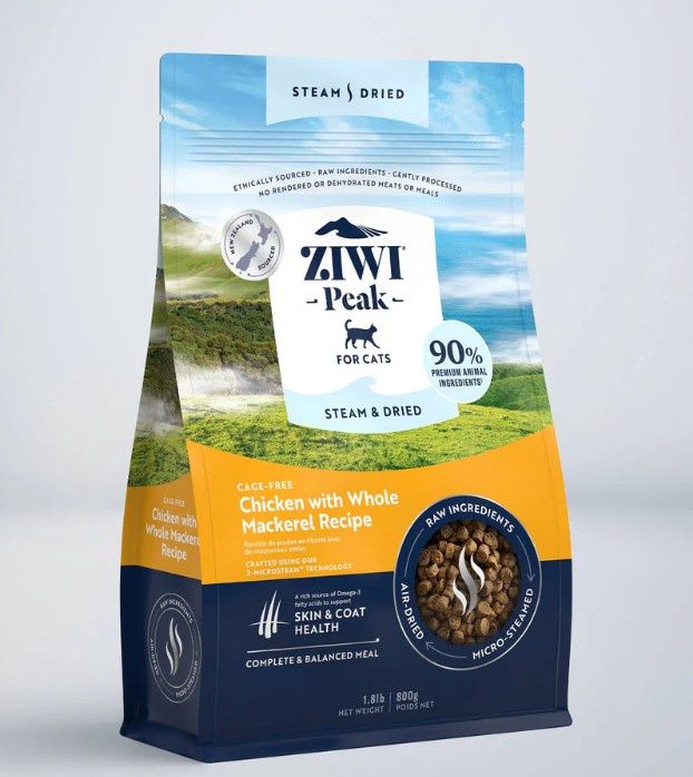 Ziwi Steam Dried Cat Chicken with Whole Mackerel Grain Free Bag, Size: 1.8lb Bag