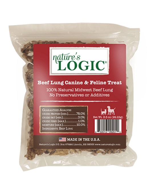 Nature&#39;s Logic Beef Lung Dog and Cat Treat, 1lb Bag