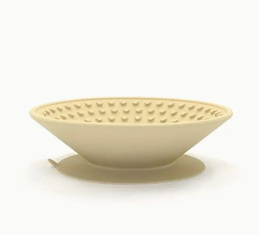 Furbaby Pet Lick Bowl Silicone with Suction Base, Cream