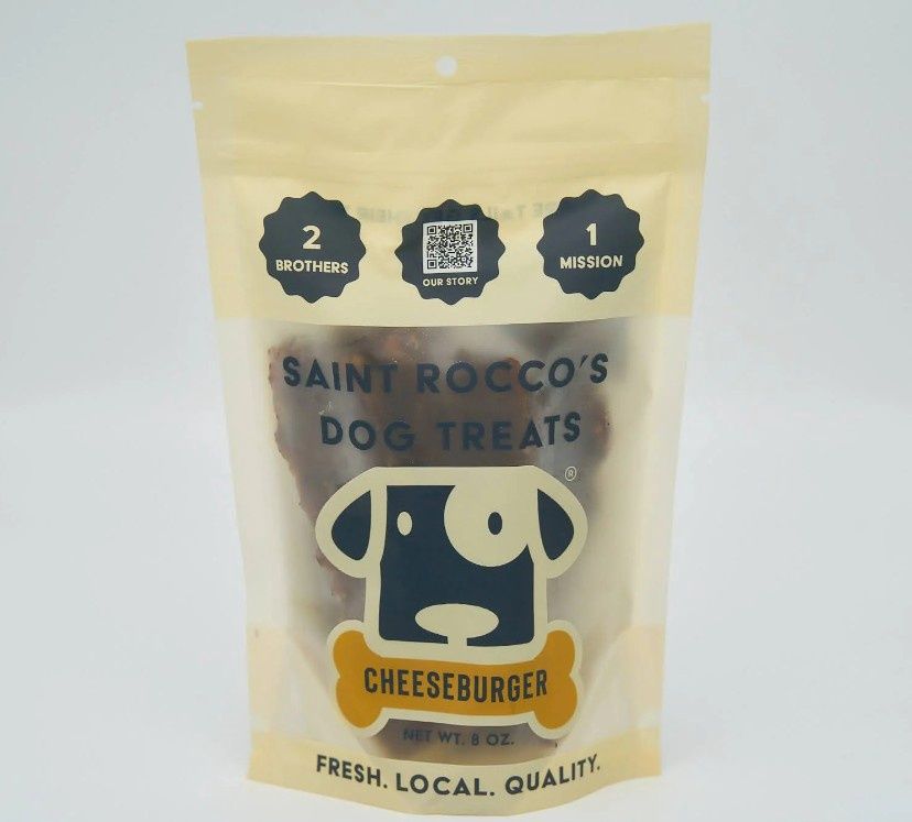 Saint Rocco&#39;s Cheeseburger Dog Treats 8oz Bag