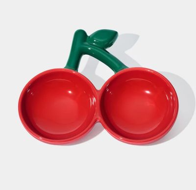 Double Cherry Ceramic Pet Bowls by Vetreska