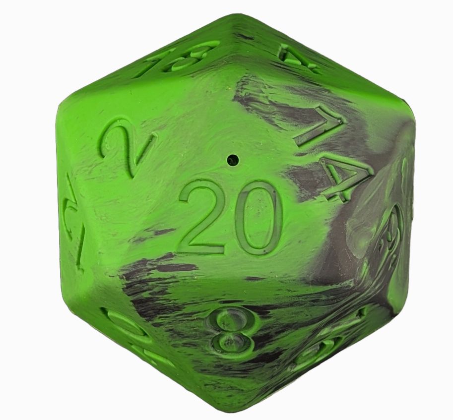 Barbarian Strength D20 Dice Treat Dispenser Dog Toy, Color: Murky Swamp (Green)
