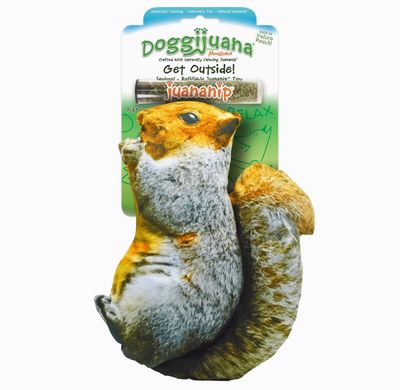 Doggijuana Get Outside Squirrel Refillable Dog Toy