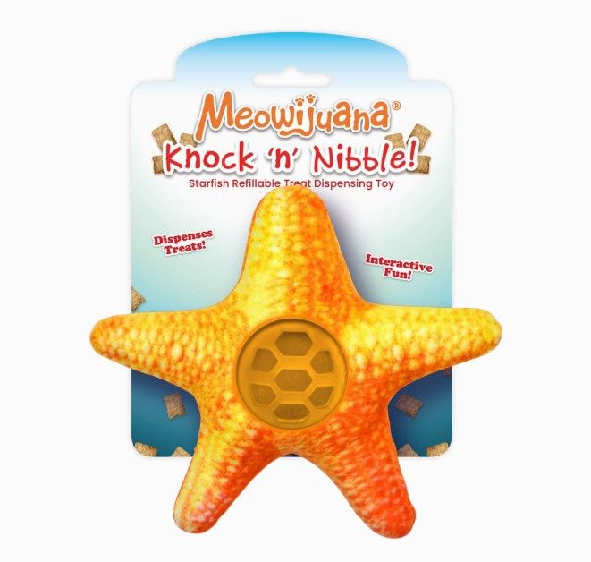 Meowijuana Knock &#39;n&#39; Nibble Starfish Refillable Treat Dispensing Cat Toy