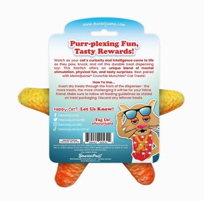 Meowijuana Knock &#39;n&#39; Nibble Starfish Refillable Treat Dispensing Cat Toy