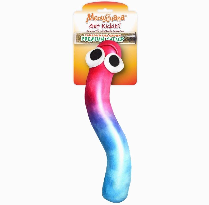 Meowijuana Get Kickin&#39; Gummy Worm Kicker Refillable Cat Toy