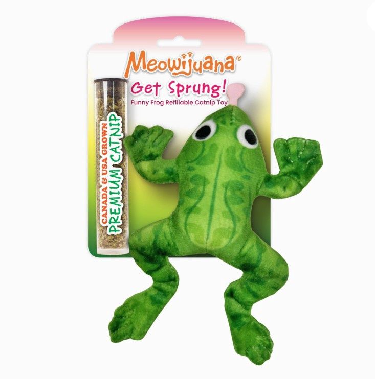 Meowijuana Get Sprung Funny Frog Refillable Catnip Cat Toy