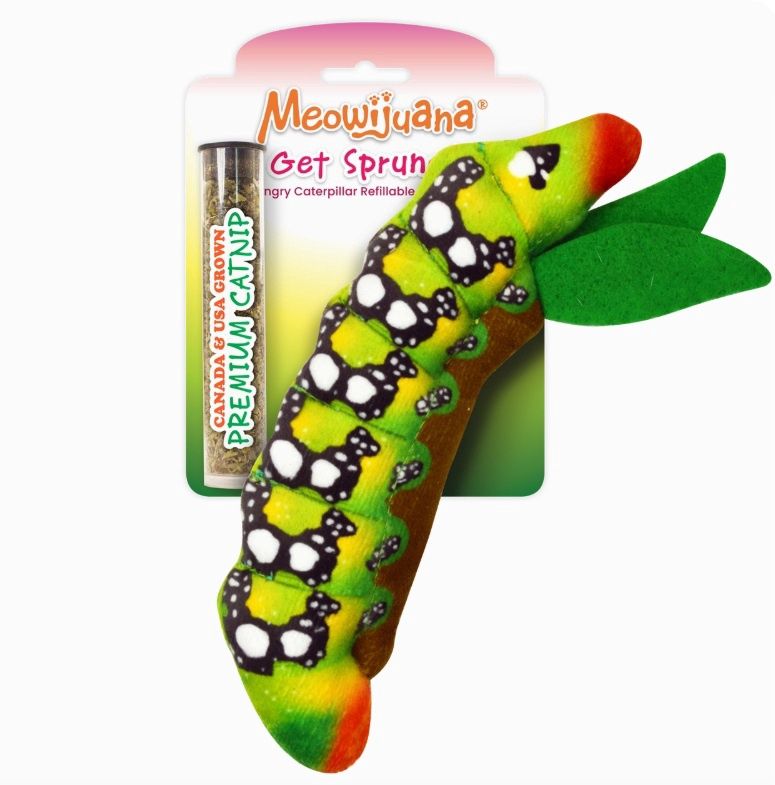 Meowijuana Get Sprung Hungry Caterpillar Refillable Catnip Cat Toy