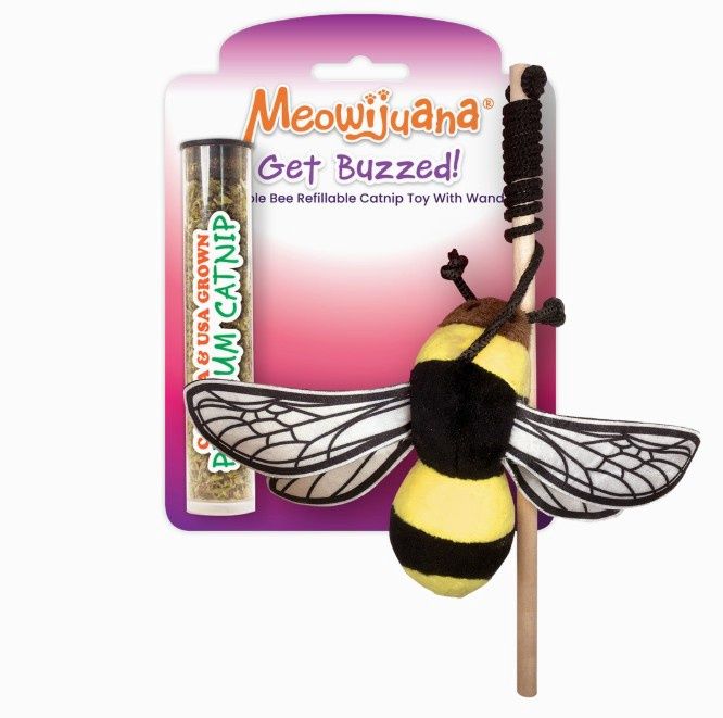 Meowijuana Get Buzzed Bee Refillable Wand Catnip Cat Toy