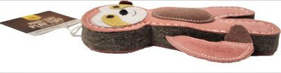 Tuff Toy Pink Sloth Leather &amp; Wool Dog Toy