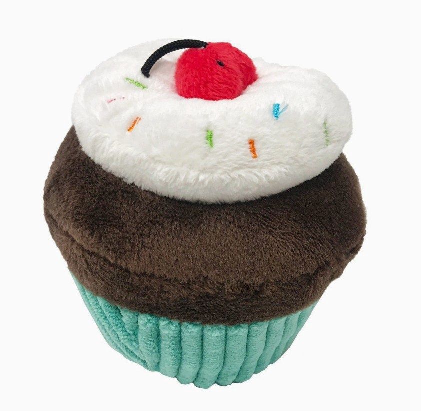 Dogline 6&quot; Cupcake Turquoise Plush Dog Toy