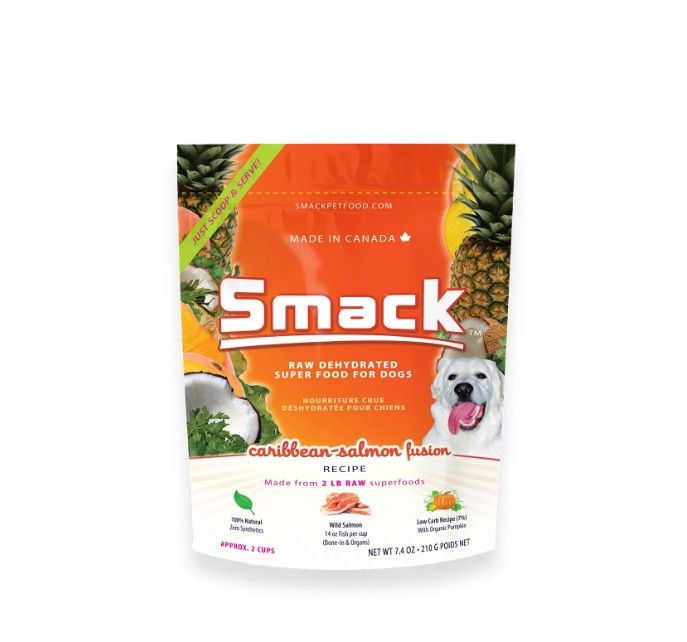 Smack Raw Dehydrated Superfood, Caribbean-Salmon Fusion Dog Food, Size: 7.4oz Bag