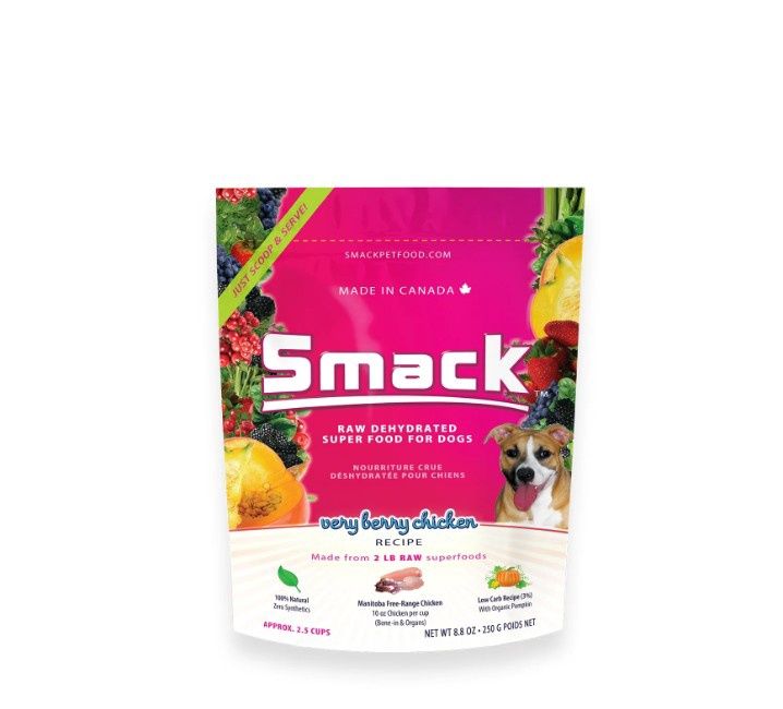 Smack Raw Dehydrated Superfood, Very Berry Chicken Dog Food, Size: 8.8oz Bag