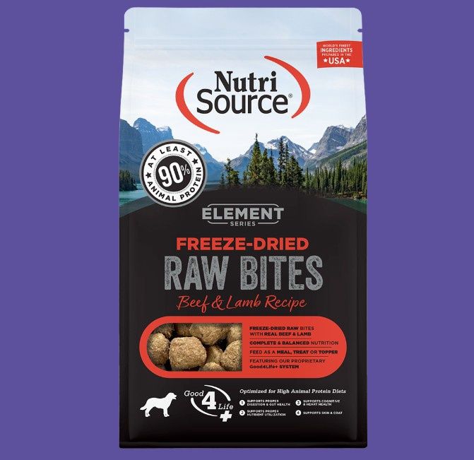 NutriSource Dog Element Freeze-Dried Raw Bites, Protein: Beef &amp; Lamb, Size: 2.5oz Bites