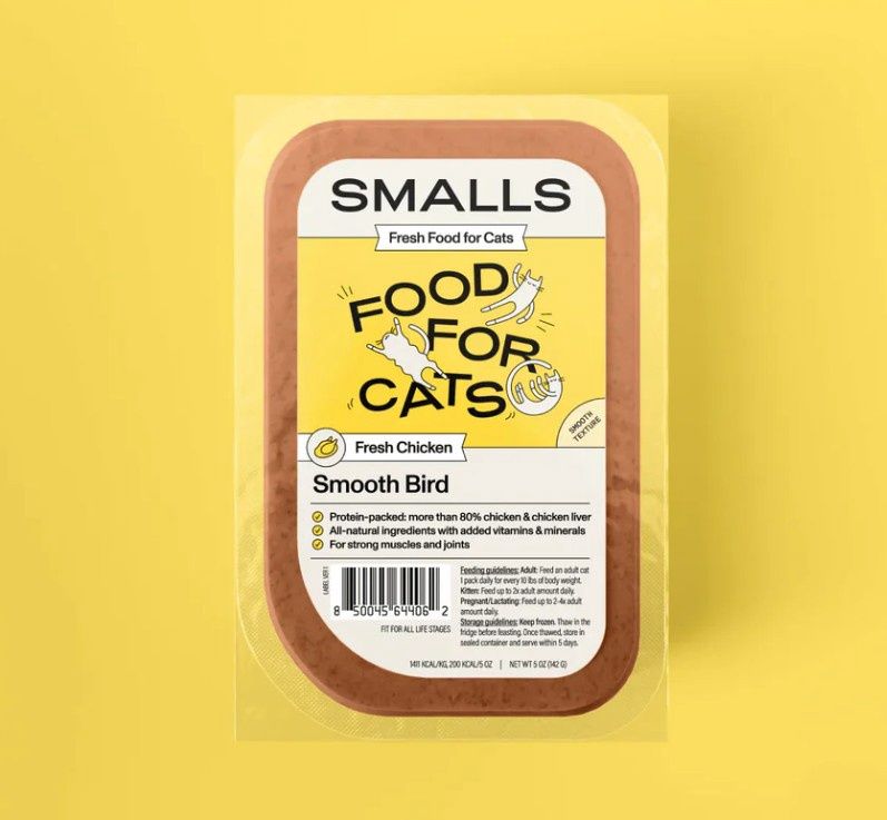 Smalls Cat Pate Smooth Bird Frozen Gently Cooked Food 5oz Tub