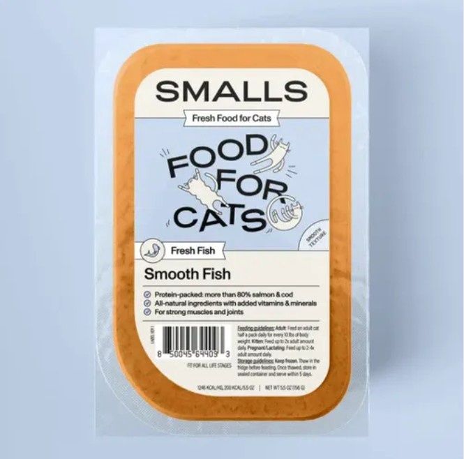 Smalls Cat Pate Smooth Fish Frozen Gently Cooked Food 5oz Tub