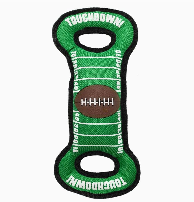 Pet&#39;s First Football Field Nylon Tug Plush Dog Toy