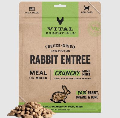Vital Essentials Cat Nibs Rabbit Freeze-Dried Food 12oz Bag