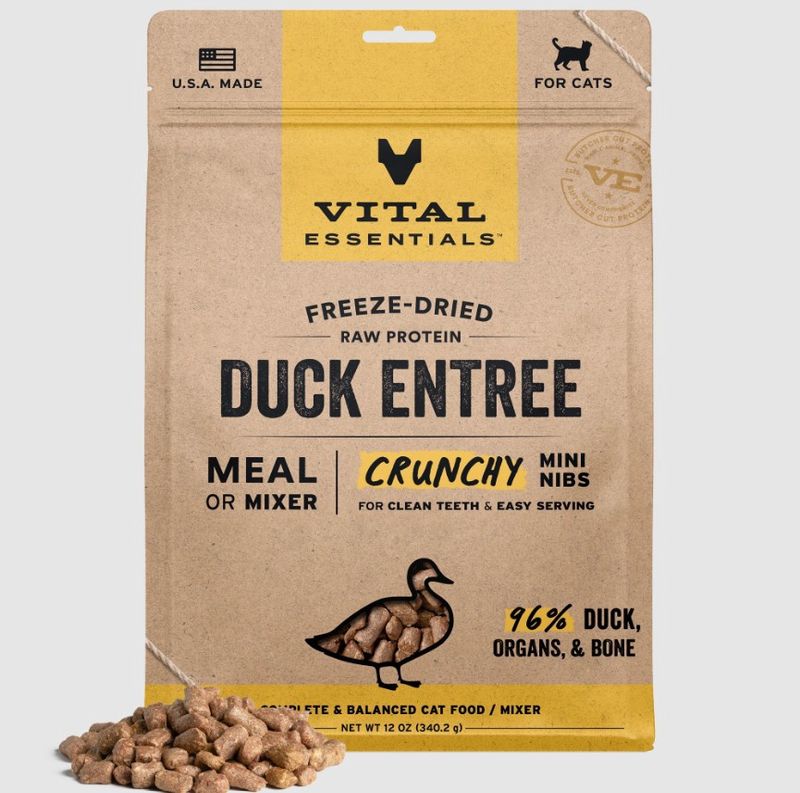 Vital Essentials Cat Nibs Duck Freeze-Dried Food 12oz Bag