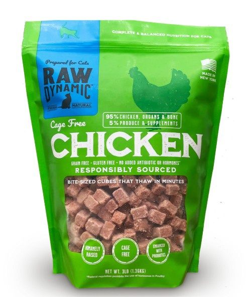 Raw Dynamic Frozen Raw Food for Cats, Protein: Chicken, Size: 3lb Bag