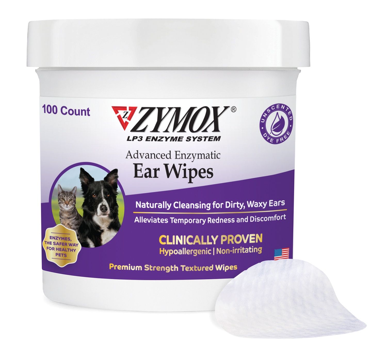 ZYMOX Advanced Enzymatic Ear Wipes 100ct Tub