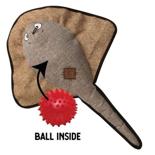 Snugarooz 21 in. Sally the Stingray with Rubber Spikey Ball Grey Dog Toys