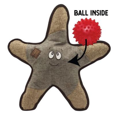 Snugarooz 21 in. Sophie the Starfish with Rubber Spikey Ball Grey Dog Toys