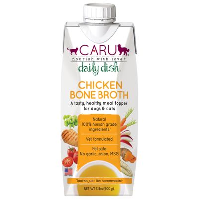 Caru Daily Dish Chicken Bone Broth Meal Topper for Dogs and Cats, 1.1lbs