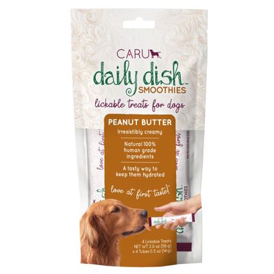 CARU Daily Dish Smoothie Lickable Peanut Butter Treat for Dogs 4 Tubes/Pak