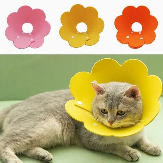 Flower Elizabethan Cone Collar, EVA Foam, Snap Closure for Cats &amp; Small Dogs