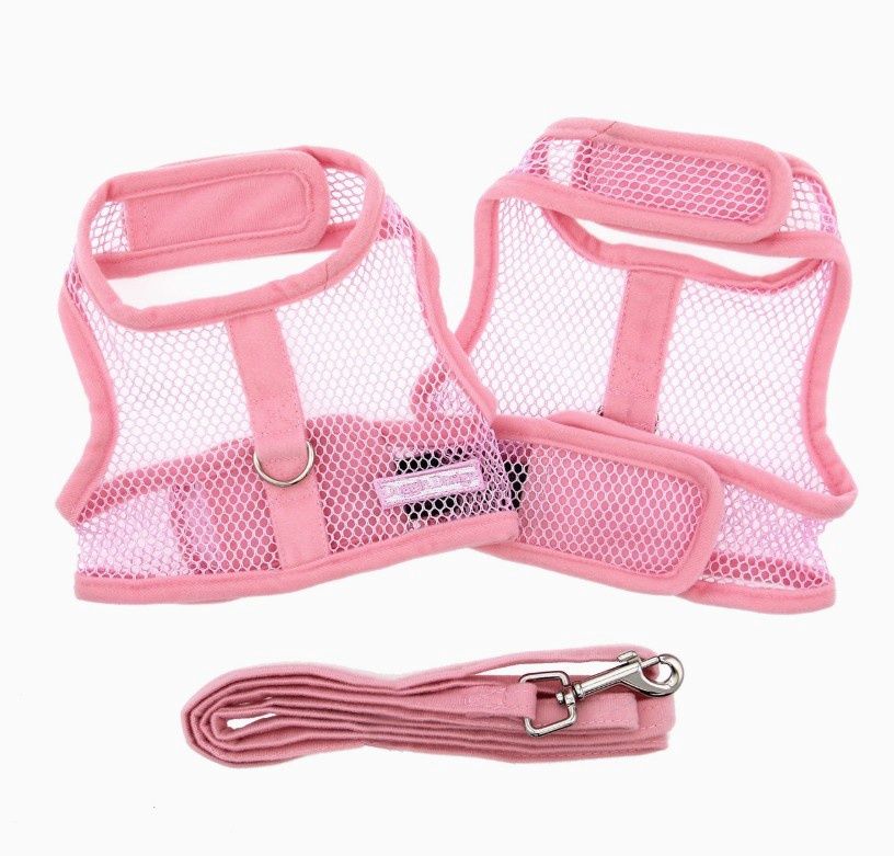 Doggie Design Cool Mesh Summer Dog Harness in Baby Pink with Matching Leash