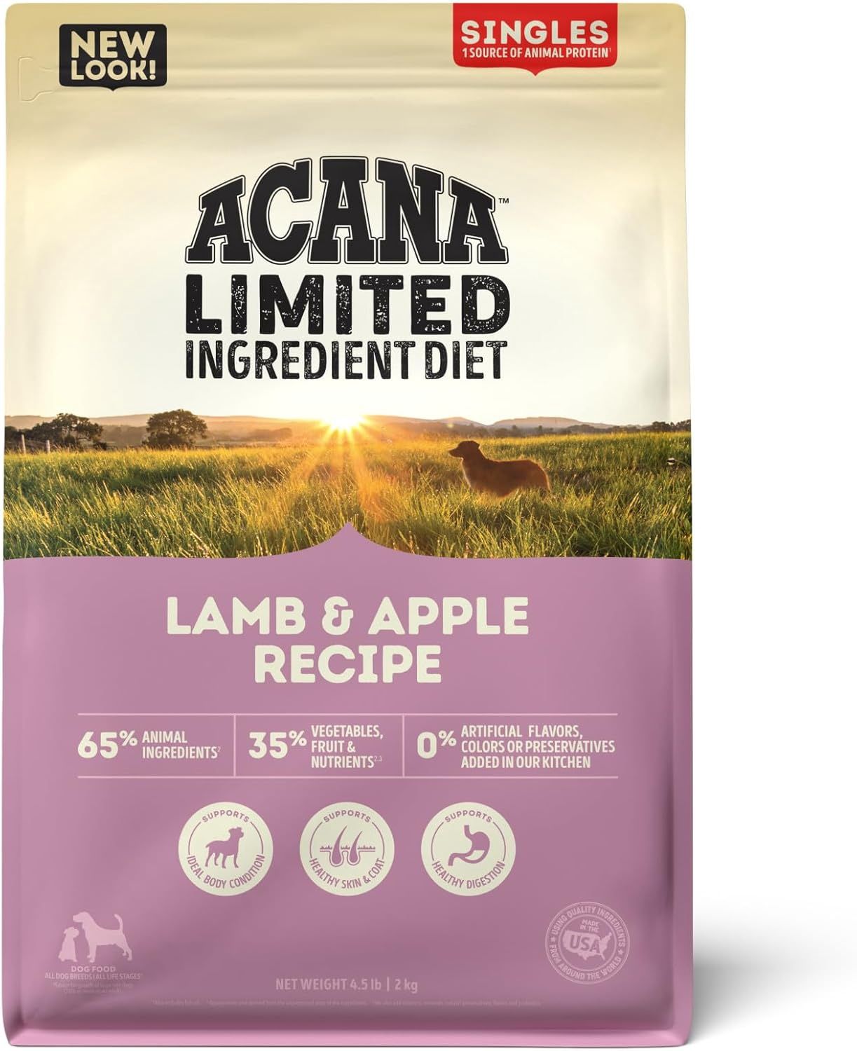 Acana Lamb &amp; Apple Singles LID Dry Dog Food 22.5lb Bag