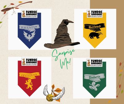 Wizarding World Dog House Bandana, Tie-on, Fits up to 16&quot; Neck