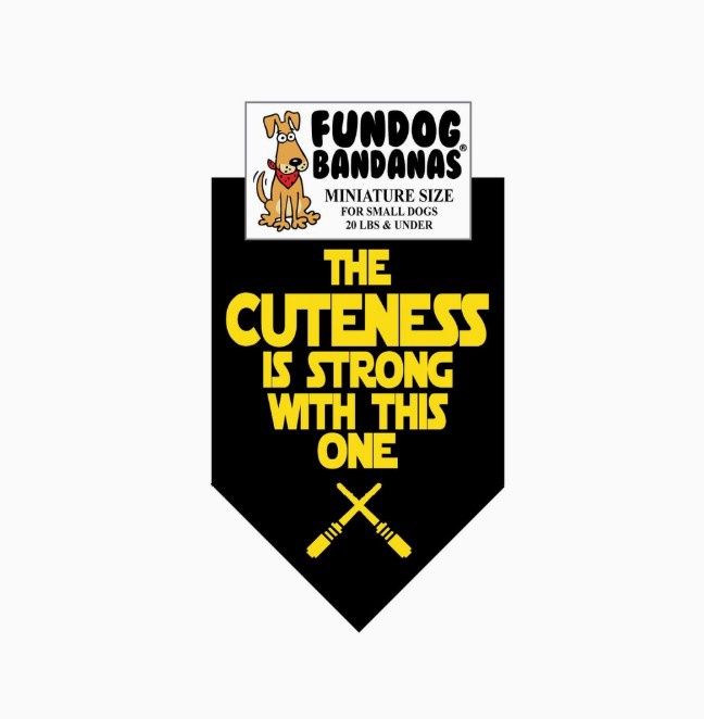 The Cuteness is Strong Pet Bandana, Black, Fits up to 16in
