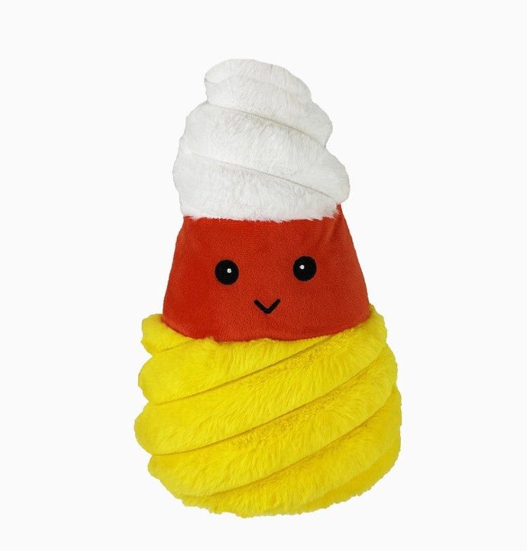 Halloween Plush Squeaky Dog Toys by PetLou, Animal: 12&quot; Smiley Candy Corn