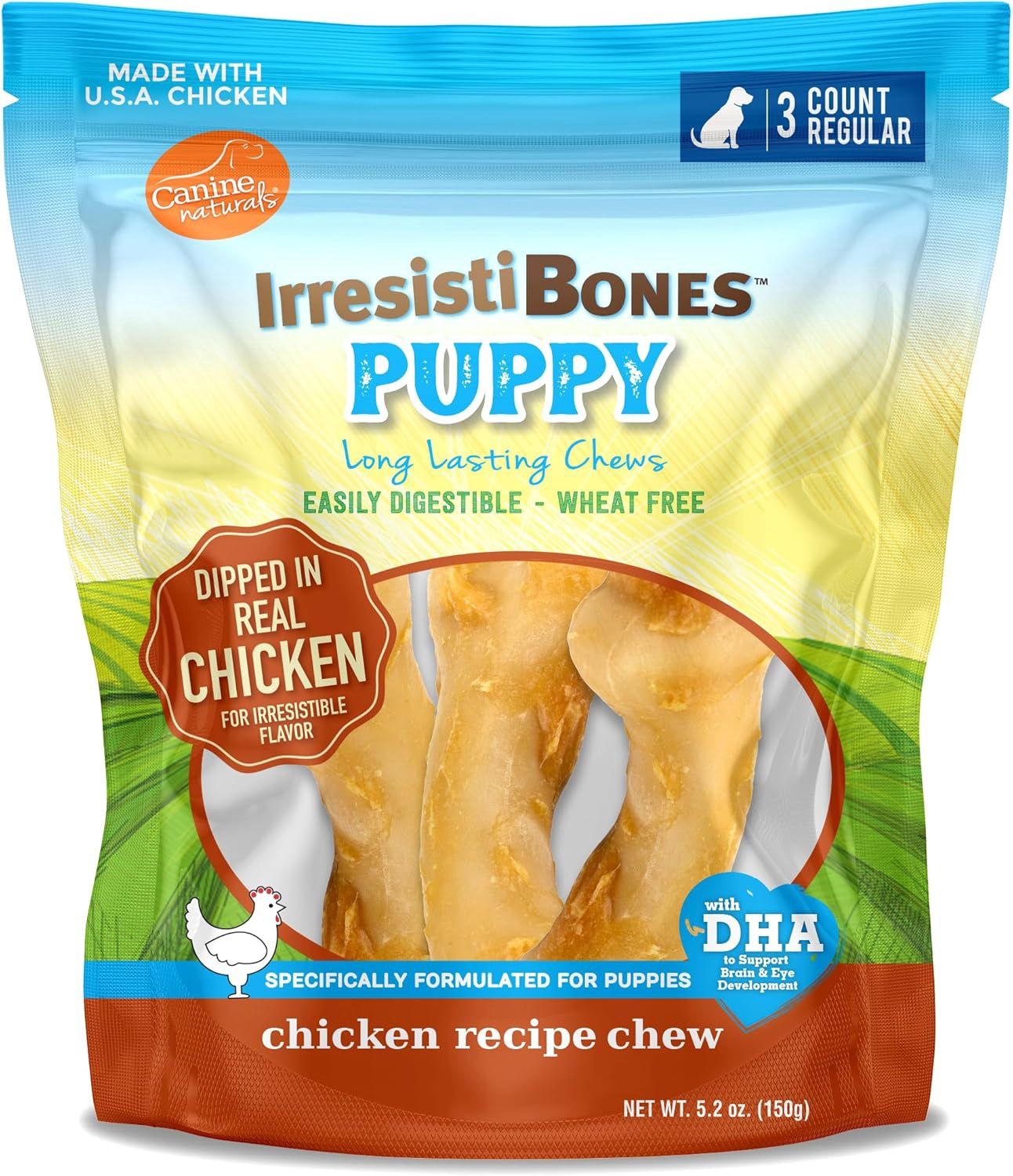Canine Naturals IrresistaBones Puppy Chew 4.5in, Quantity: 3/pak