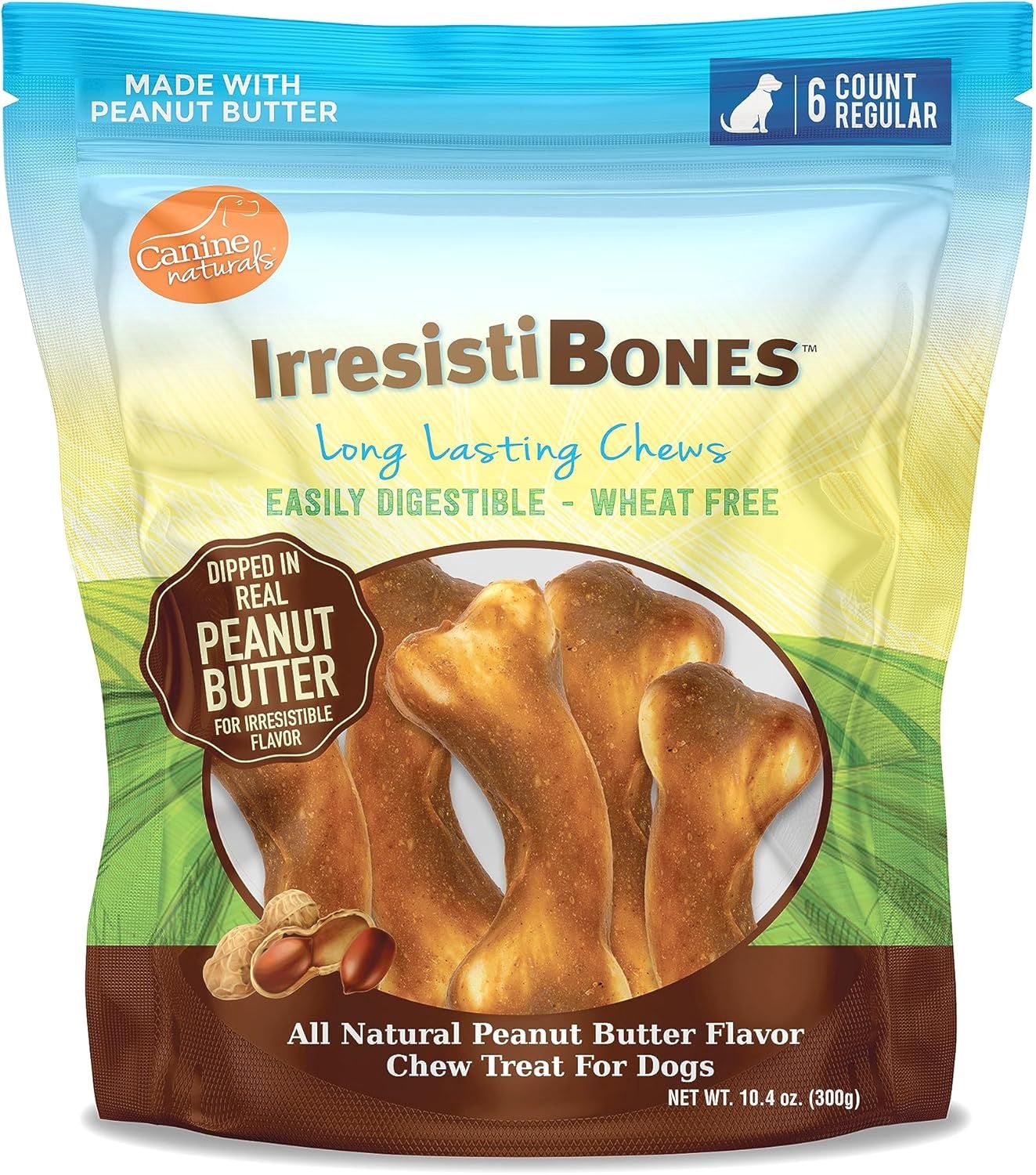 Canine Naturals IrresistaBones Chicken &amp; Peanut Butter Dog Chew 4.5in 6/Pak