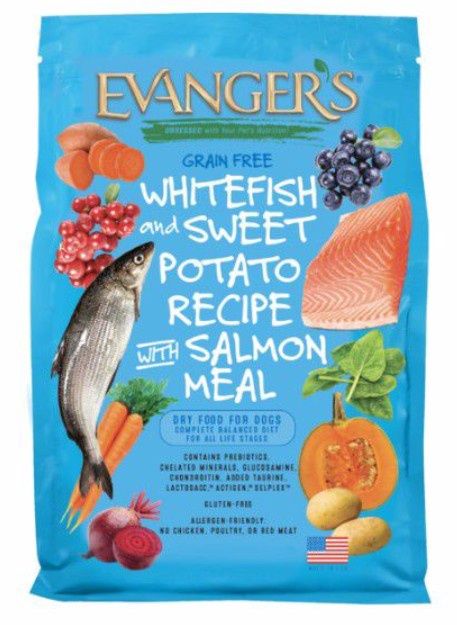 Evanger&#39;s Grain Free Whitefish with Sweet Potato with Salmon Dry Dog Food