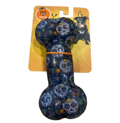 Sugar Skulls Halloween Squeaker Bone Shape Rubber Dog Toy