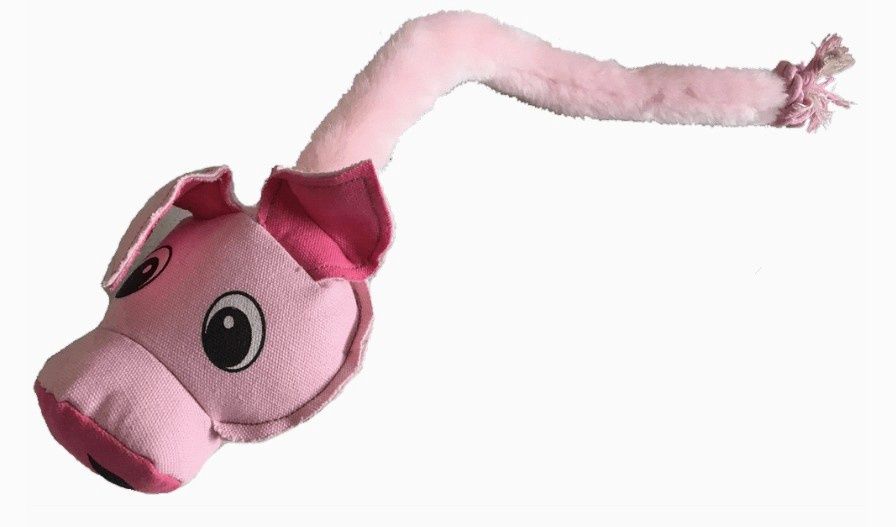 Dogline 22&quot; Safari Pig Plush Dog Toy with Ball &amp; Rope