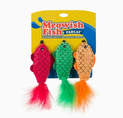 fabcat Meowish Fish Foodie Cat Toy 3pk