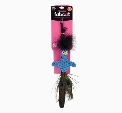fabcat Floppy Peacock Teaser Wand Cat Toy